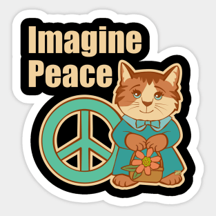 Imagine Peace Cat Sticker